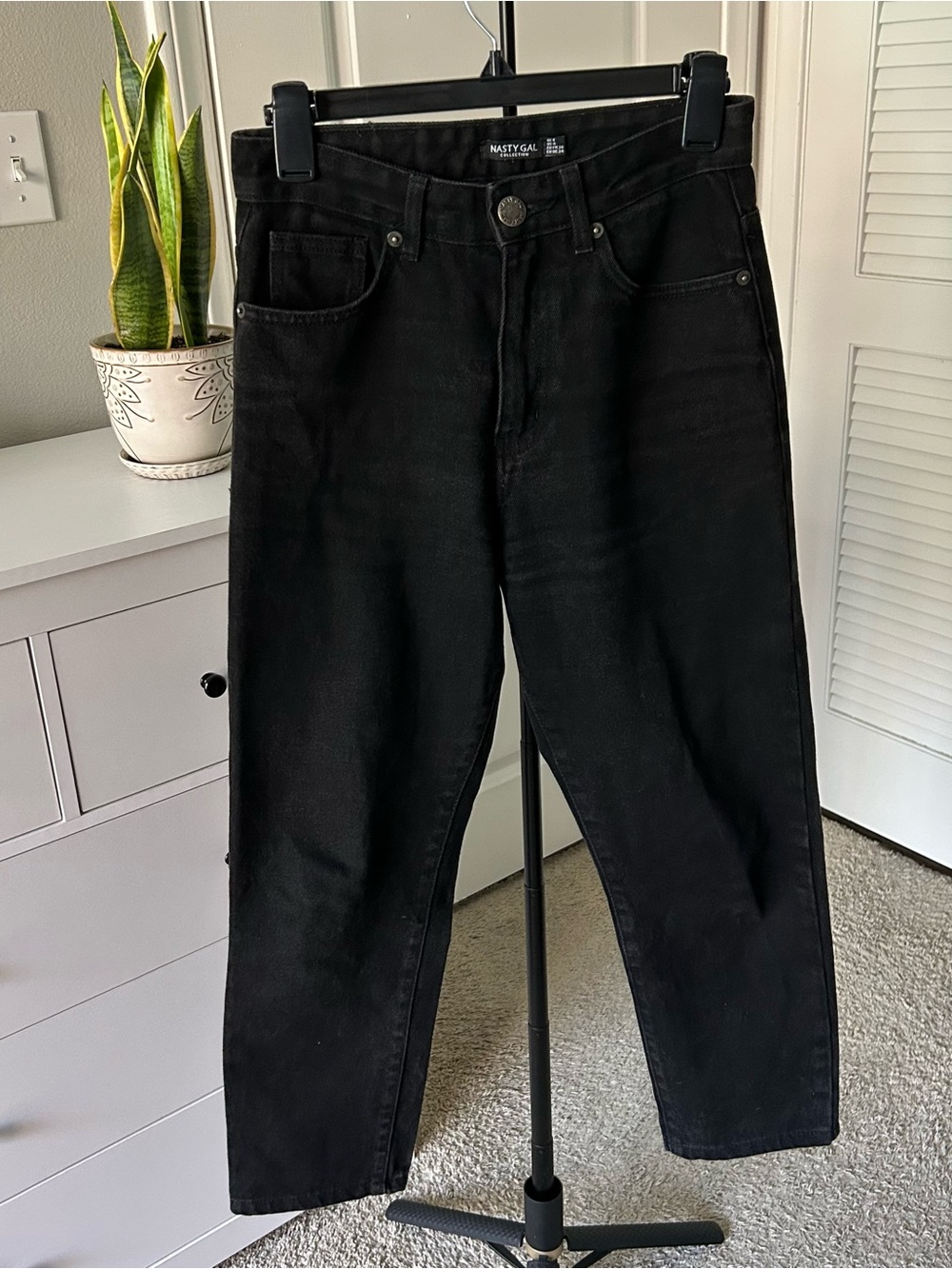 Nasty Gal Black High-Rise Straight-Leg Jeans